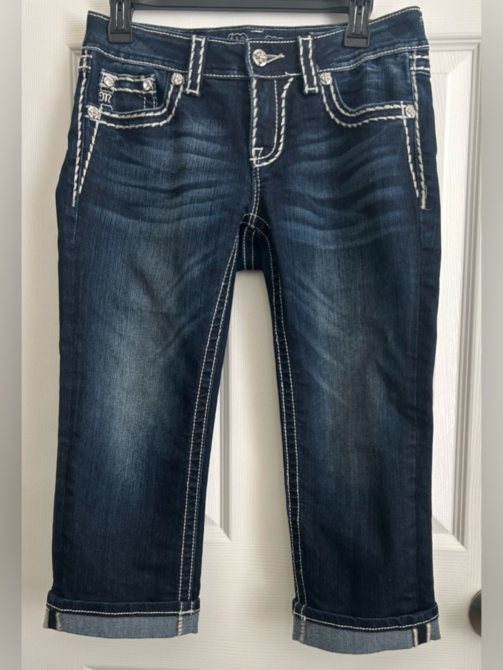 Miss Me Jeans Signature Cuffed Capri  Women’s Loose  Saddle Stitch Size 28